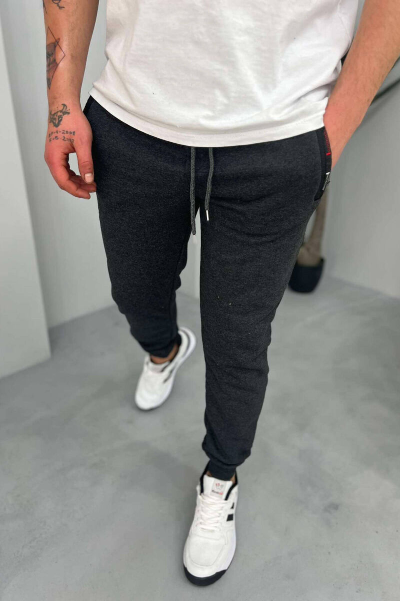 ONE COLOR FLUFFY MEN SWEATPANTS DARK GREY/GEE - 1