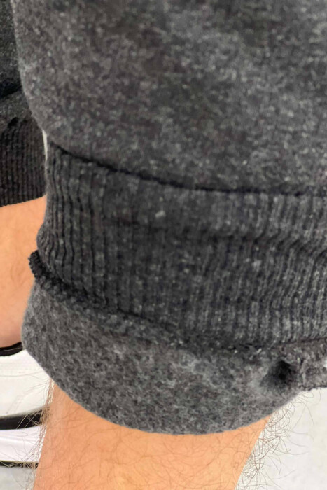 ONE COLOR FLUFFY MEN SWEATPANTS DARK GREY/GEE - 3