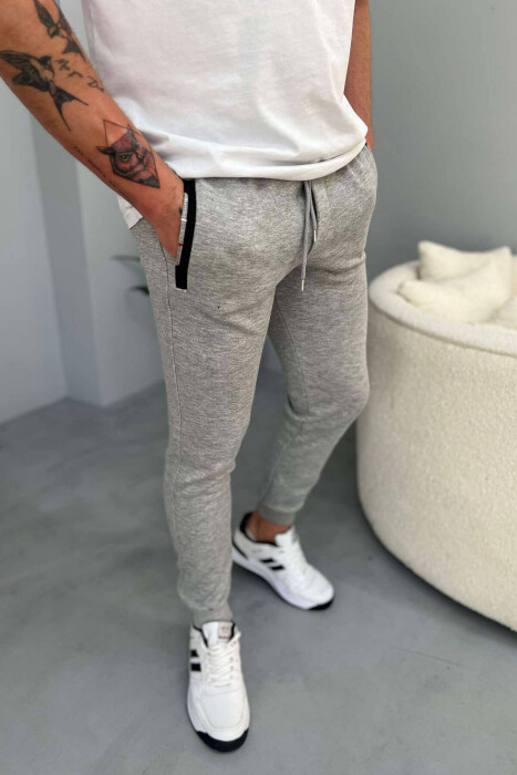 ONE COLOR FLUFFY MEN SWEATPANTS GREY/GRI - 2