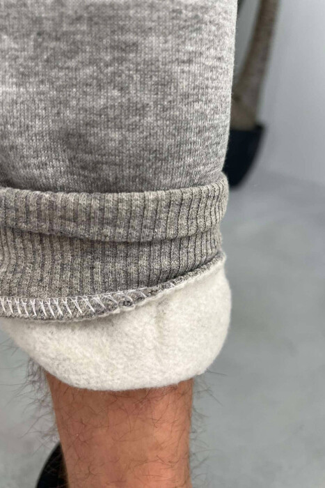 ONE COLOR FLUFFY MEN SWEATPANTS GREY/GRI - 4