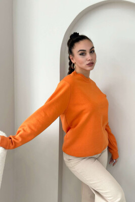 FLUFFY ONE COLOR COTTON WOMAN SWEATSHIRT ORANGE/PORTOKALLI 