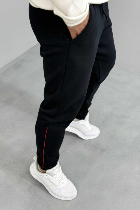 FLUFFY ONE COLOR FRONT LOGO MEN JOGGERS BLACK/ E ZEZE - 4