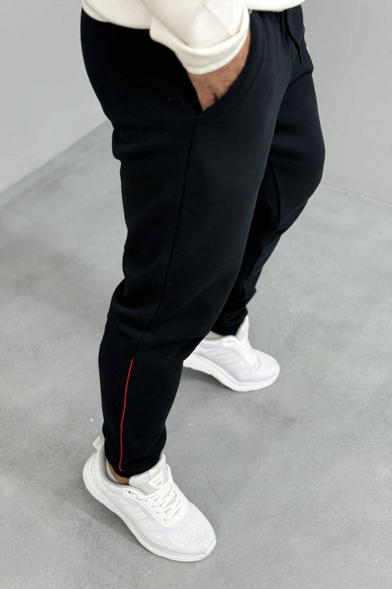 FLUFFY ONE COLOR FRONT LOGO MEN JOGGERS BLACK/ E ZEZE - 4
