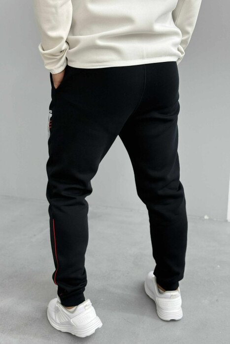 FLUFFY ONE COLOR FRONT LOGO MEN JOGGERS BLACK/ E ZEZE - 5