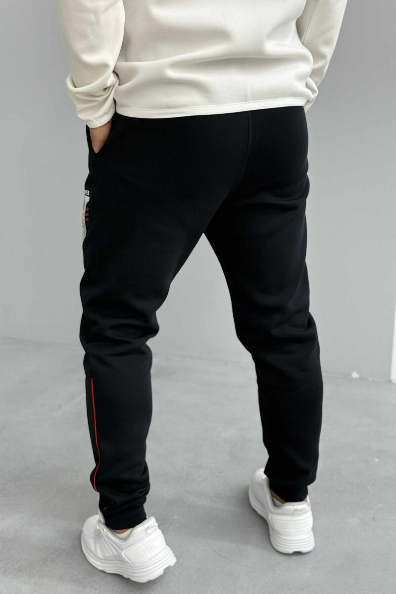 FLUFFY ONE COLOR FRONT LOGO MEN JOGGERS BLACK/ E ZEZE - 5