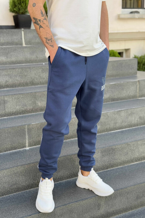 FLUFFY ONE COLOR FRONT LOGO MEN JOGGERS BLUE/BLU - 2