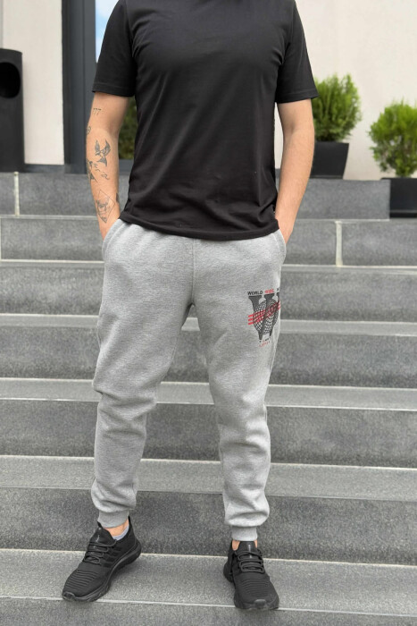 FLUFFY ONE COLOR FRONT LOGO MEN JOGGERS GREY/GRI 