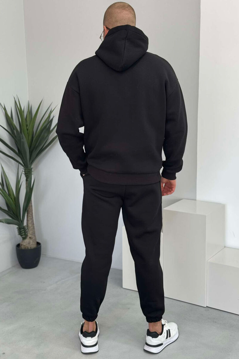 FLUFFY ONE COLOR HOODIE+JOGGERS MEN SET BLACK/ E ZEZE - 5