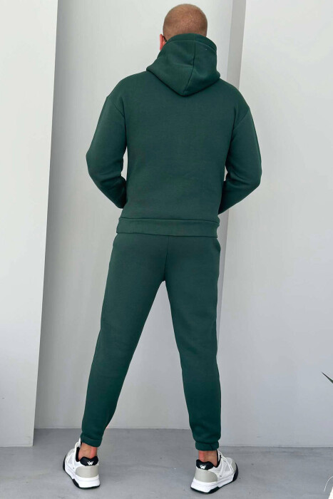 FLUFFY ONE COLOR HOODIE+JOGGERS MEN SET DARK GREEN/JEE - 4