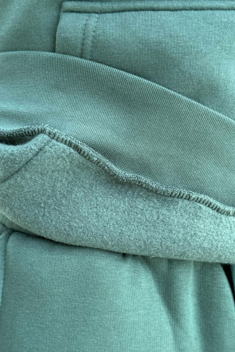 FLUFFY ONE COLOR HOODIE+JOGGERS MEN SET GREEN/JESHILE - 3