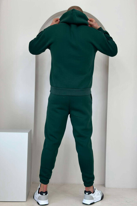 FLUFFY ONE COLOR HOODIE+JOGGERS MEN SET GREEN/JESHILE - 3