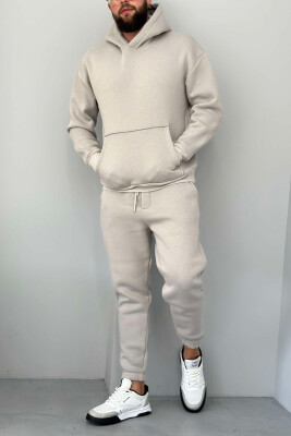 FLUFFY ONE COLOR HOODIE+JOGGERS MEN SET GREY/GRI 