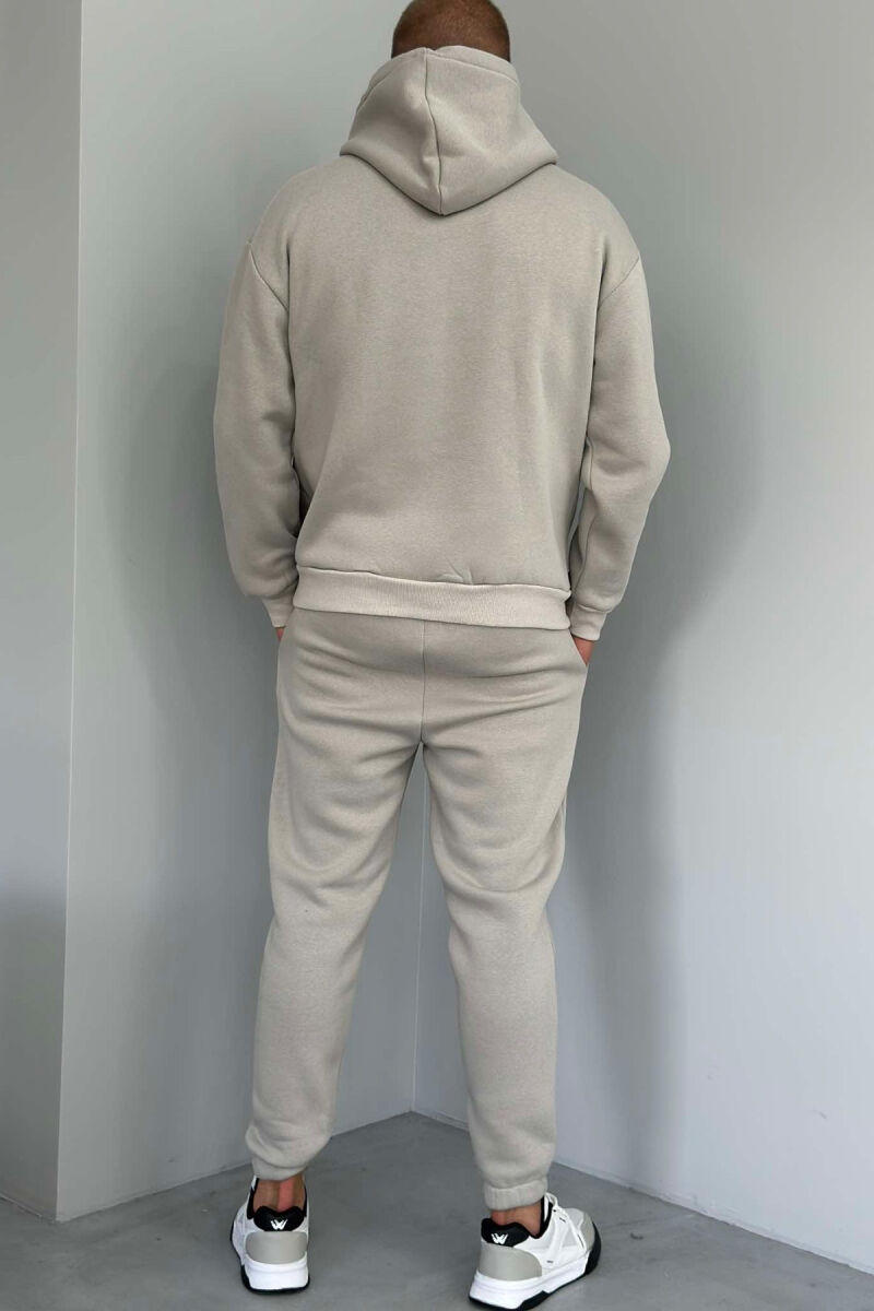 FLUFFY ONE COLOR HOODIE+JOGGERS MEN SET GREY/GRI - 3