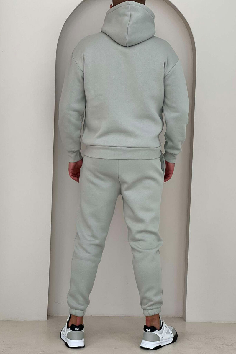 FLUFFY ONE COLOR HOODIE+JOGGERS MEN SET MINT/MENTE - 4