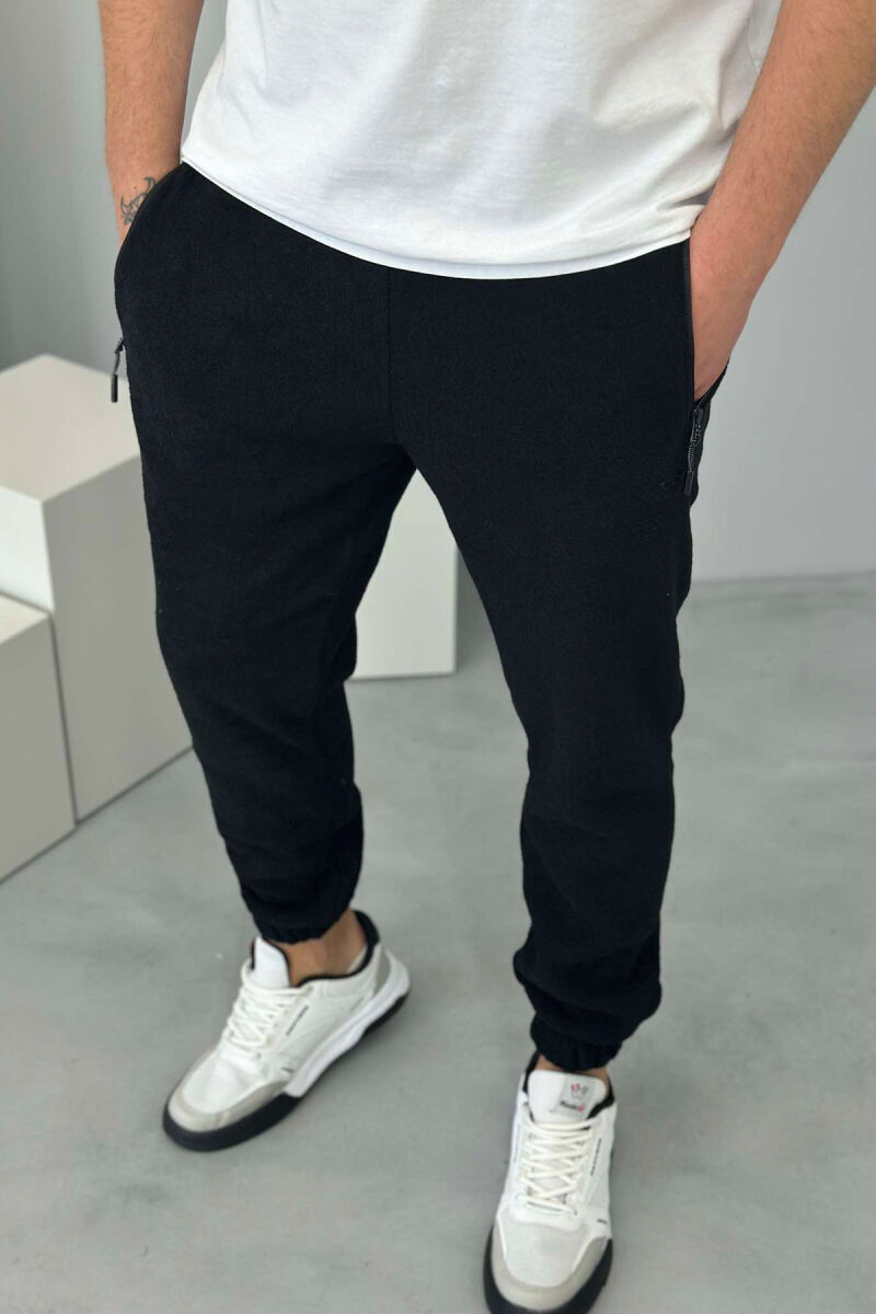 FLUFFY ONE COLOR MAN SWEATPANTS BLACK/ E ZEZE - 4