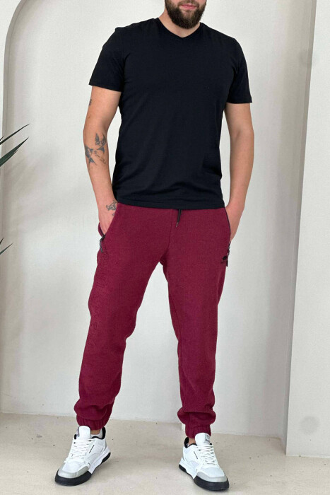 FLUFFY ONE COLOR MAN SWEATPANTS BURGUNDY/VISHNJE - 2