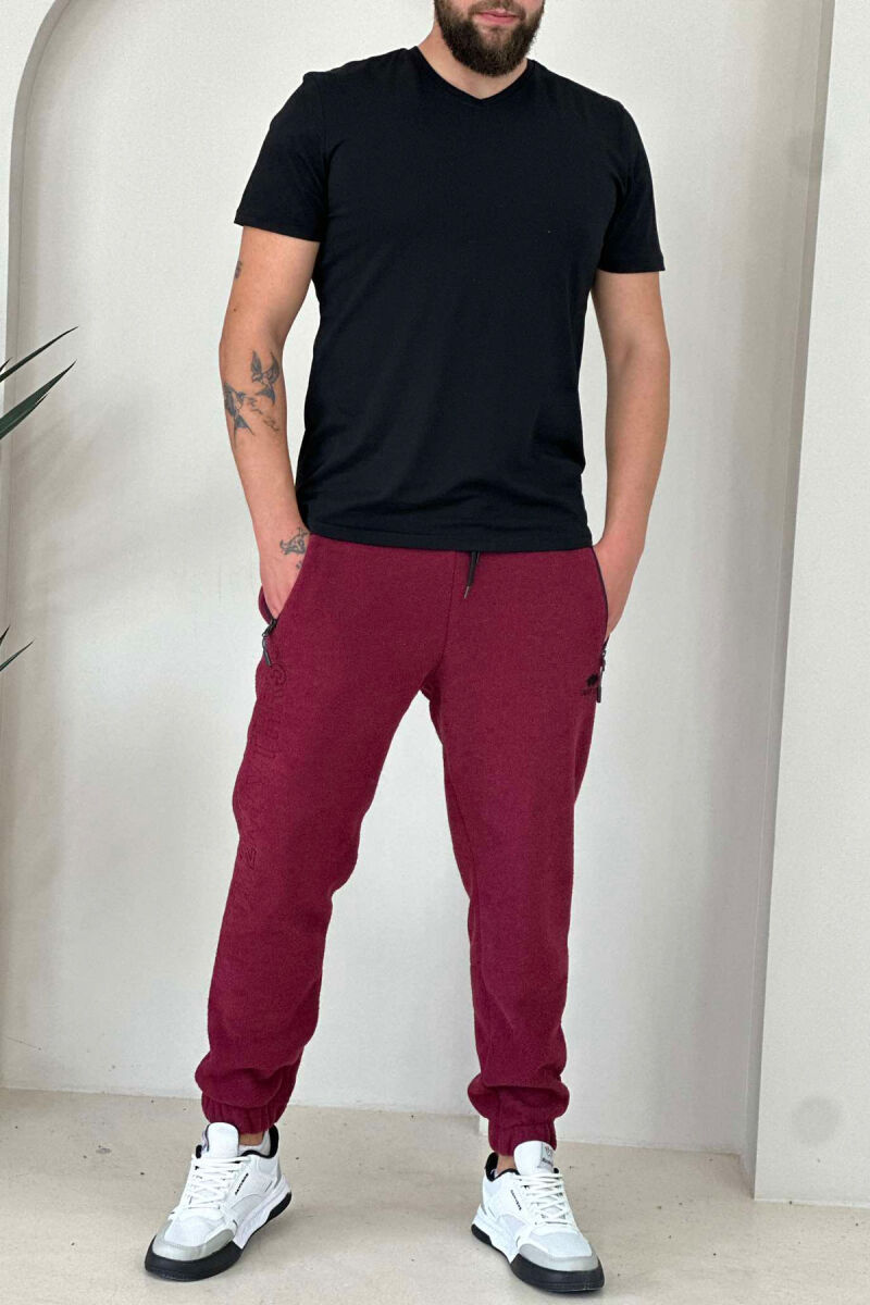 FLUFFY ONE COLOR MAN SWEATPANTS BUYRDGUNDY/VISHNJE - 2