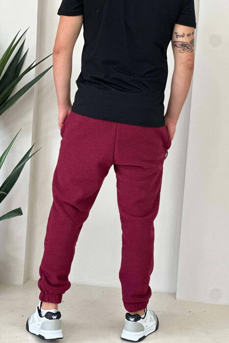 FLUFFY ONE COLOR MAN SWEATPANTS BURGUNDY/VISHNJE - 5
