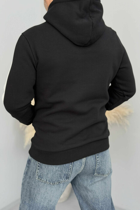 FLUFFY ONE COLOR MEN HOODIE BLACK/ E ZEZE - 2