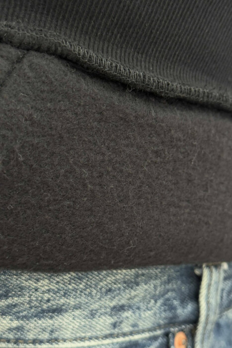 FLUFFY ONE COLOR MEN HOODIE BLACK/ E ZEZE - 3