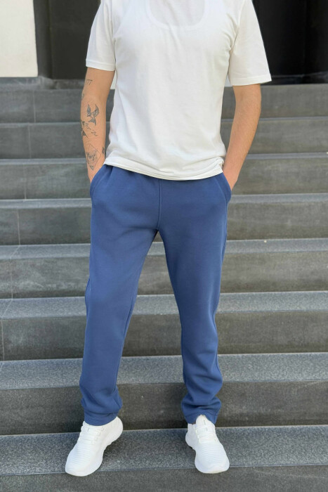 FLUFFY ONE COLOR SIMPLE MEN JOGGERS BLUE/BLU - 2