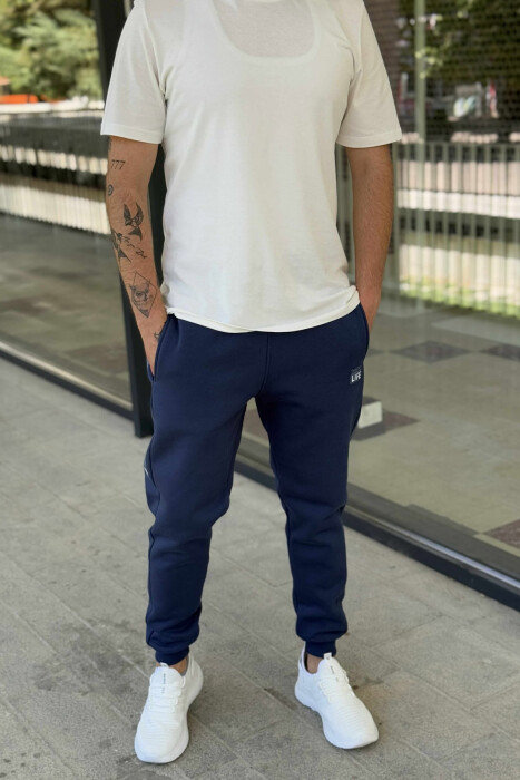 FLUFFY ONE COLOR SIMPLE MEN JOGGERS BLUE/BLU - 2