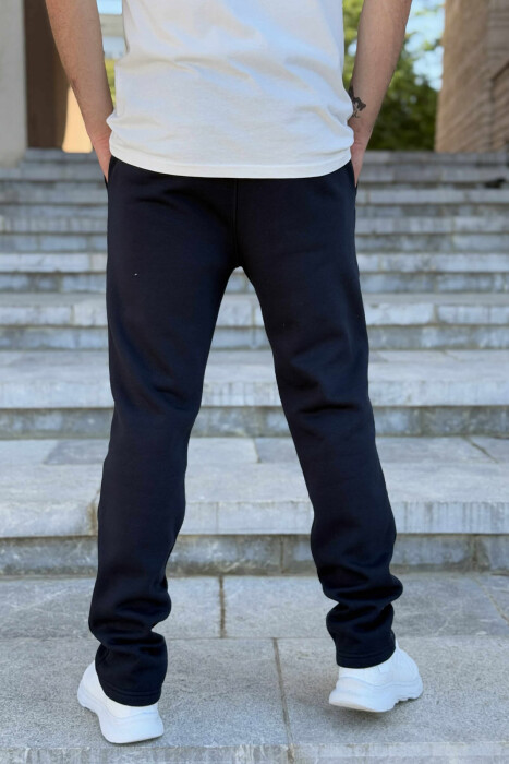 FLUFFY ONE COLOR SIMPLE MEN JOGGERS DARK BLUE/BEE - 4