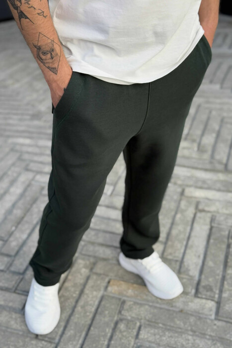 FLUFFY ONE COLOR SIMPLE MEN JOGGERS GREEN/JESHILE 