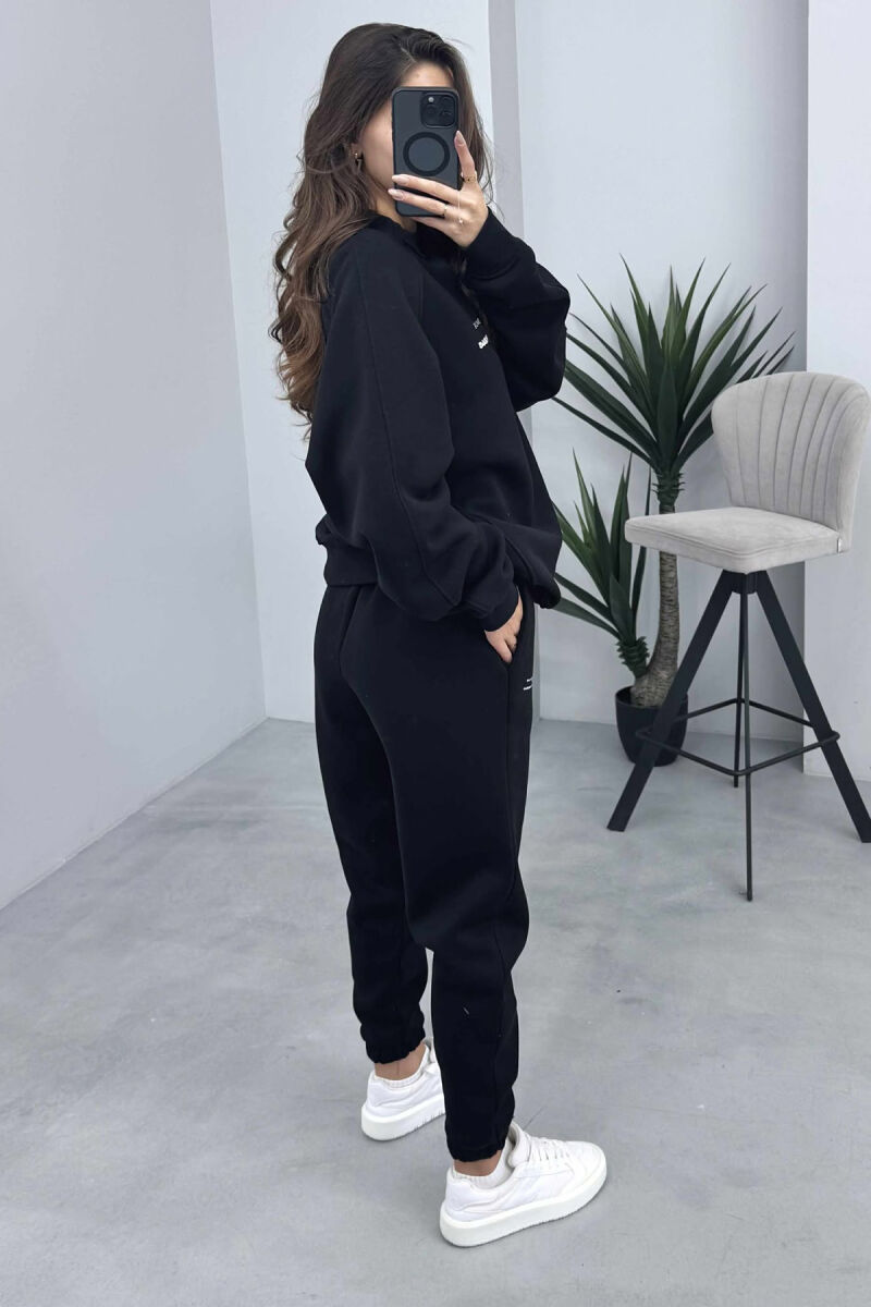 FLUFFY ONE COLOR SWEATSHIRT+ JOGGERS WOMEN SET BLACK/ E ZEZE - 6