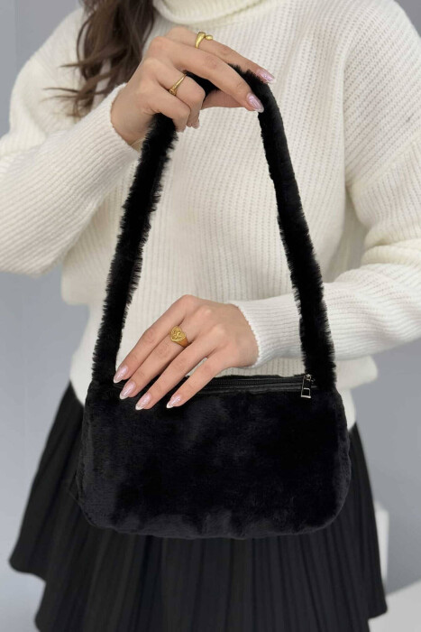 FLUFFY ONE COLOR WOMEN BAG BLACK/ E ZEZE - 4