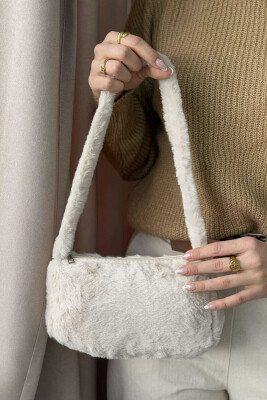 FLUFFY ONE COLOR WOMEN BAG CREAM/KREM 