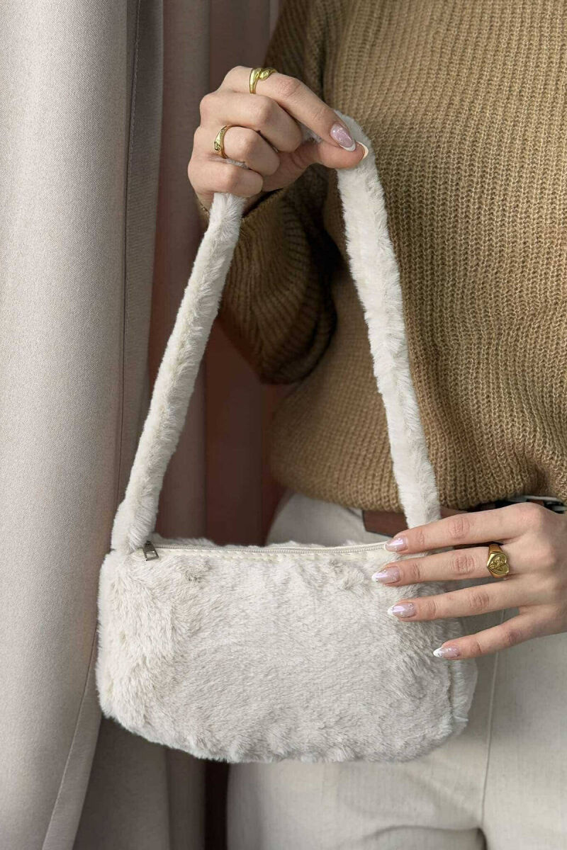 FLUFFY ONE COLOR WOMEN BAG CREAM/KREM - 1