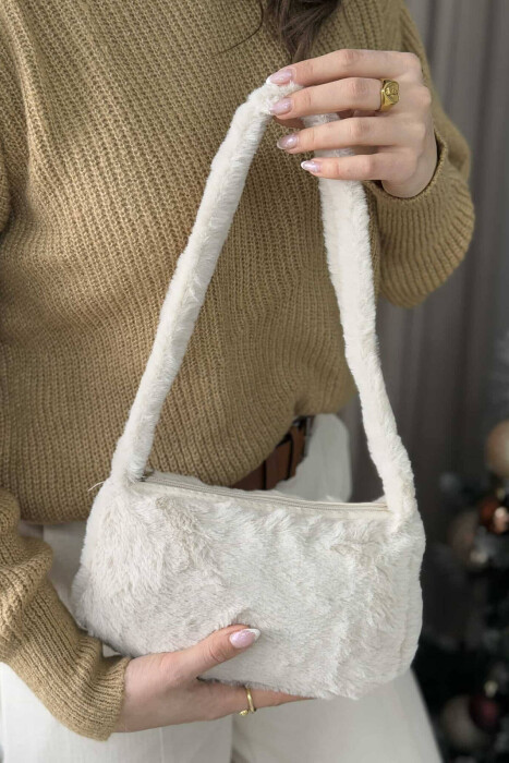 FLUFFY ONE COLOR WOMEN BAG CREAM/KREM - 4