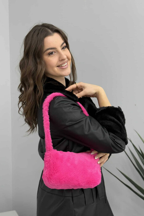 FLUFFY ONE COLOR WOMEN BAG PINK/ROZE - 3