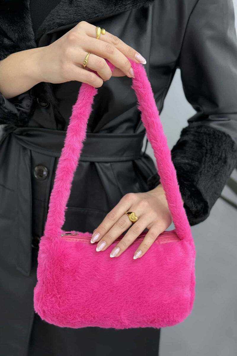 FLUFFY ONE COLOR WOMEN BAG PINK/ROZE - 4