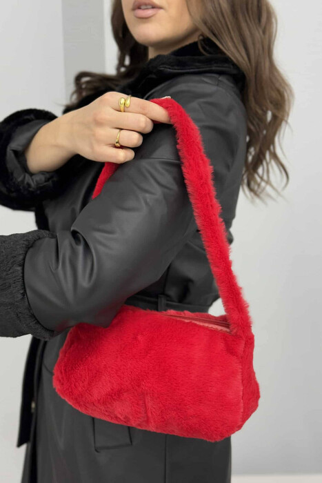 FLUFFY ONE COLOR WOMEN BAG RED/E KUQE - 4