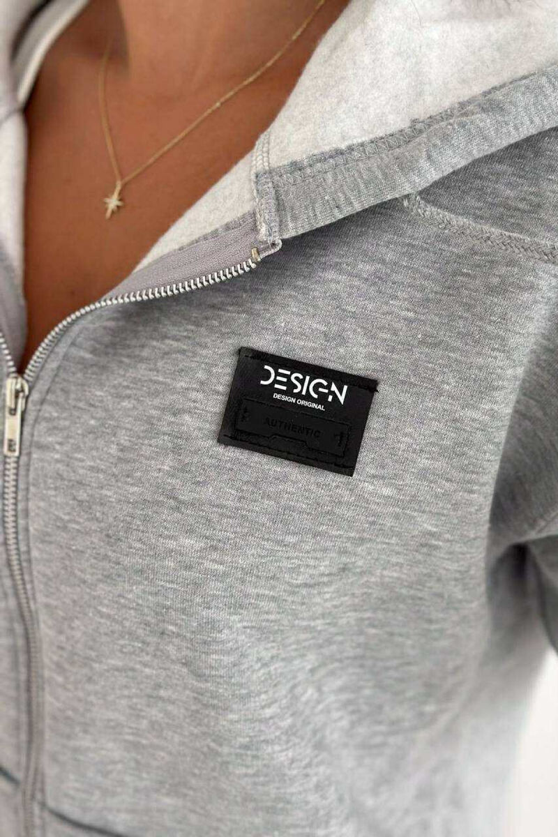 FLUFFY ONE COLOR ZIPPER WOMEN COTTON JACKET GREY/GRI - 3