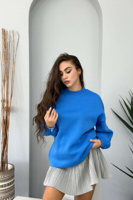 FLUFFY OVERSIZE COTTON WOMAN SWEATSHIRT BLUE/BLU 