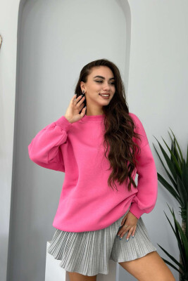 FLUFFY OVERSIZE COTTON WOMAN SWEATSHIRT PINK/ROZE 