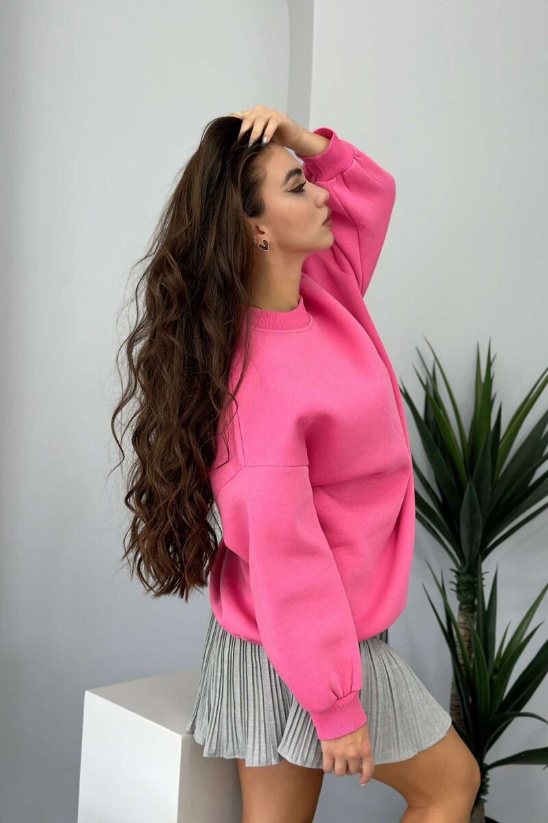 FLUFFY OVERSIZE COTTON WOMAN SWEATSHIRT PINK/ROZE - 4