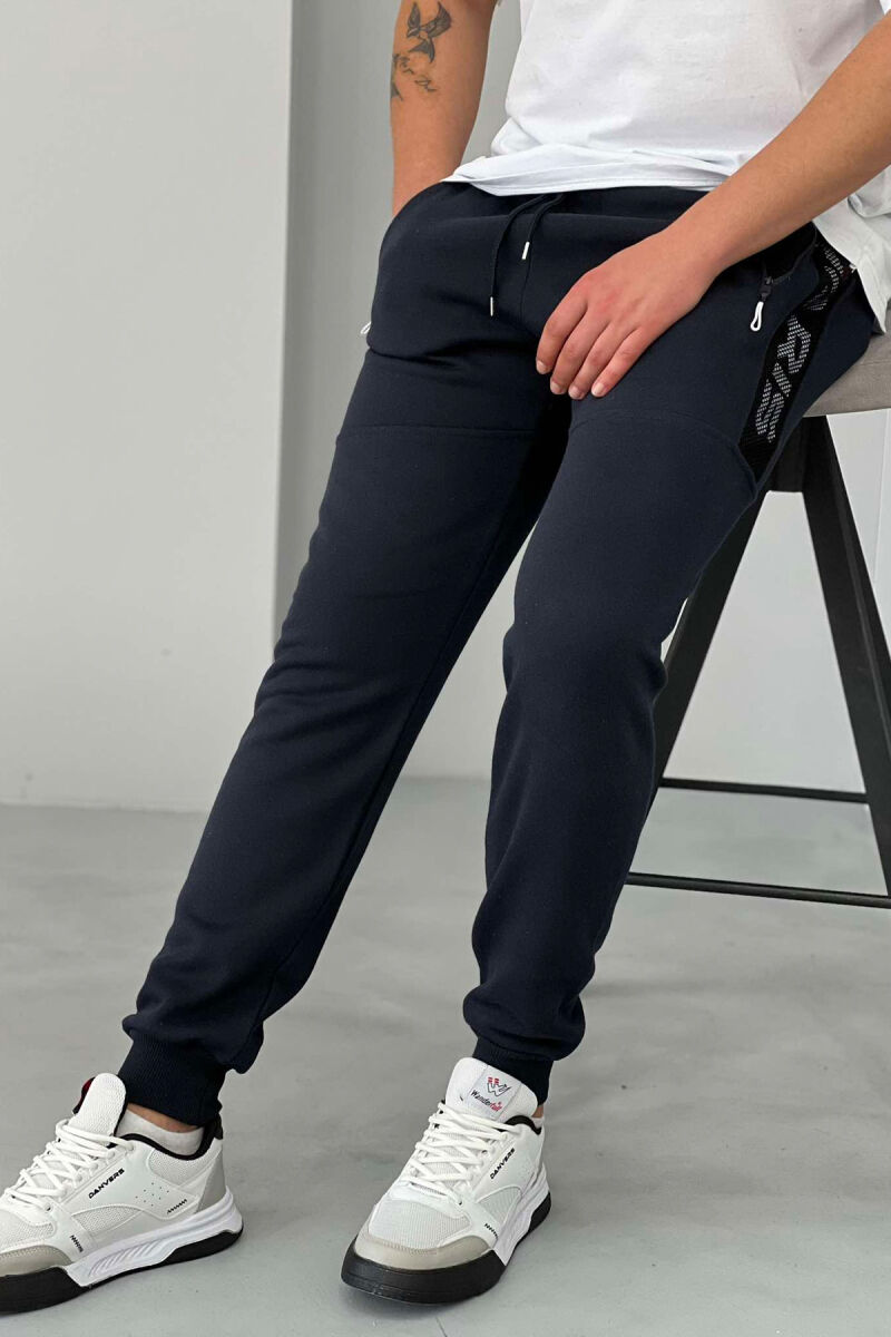 FLUFFY PARIS MAN SWEATPANTS DARK BLUE/BEE - 1