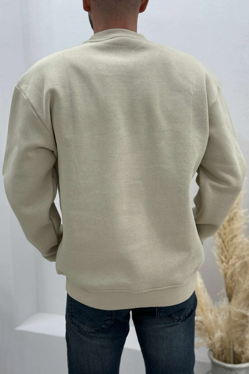 FLUFFY ROUND NECK FRONT WRITTING MEN SWEATSHIRT BEIGE/BEZHE - 4