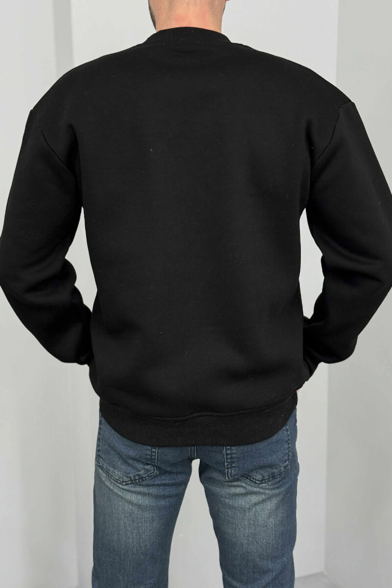 FLUFFY ROUND NECK FRONT WRITTING MEN SWEATSHIRT BLACK/ E ZEZE - 5