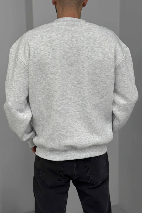 FLUFFY ROUND NECK FRONT WRITTING MEN SWEATSHIRT LIGHT GREY/GZ - 3