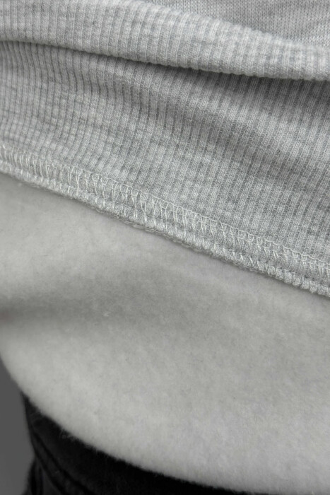 FLUFFY ROUND NECK FRONT WRITTING MEN SWEATSHIRT LIGHT GREY/GZ - 5