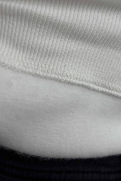 FLUFFY ROUND NECK FRONT WRITTING MEN SWEATSHIRT WHITE-E BARDHE - 4