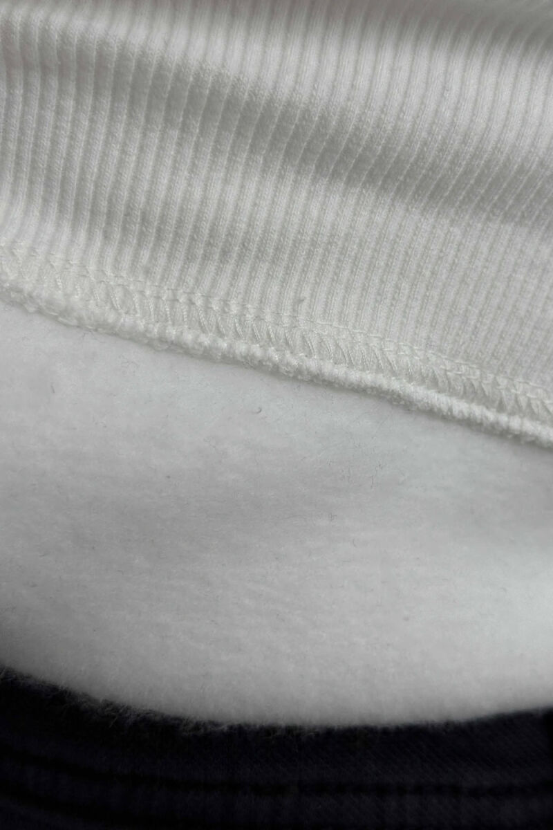 FLUFFY ROUND NECK FRONT WRITTING MEN SWEATSHIRT WHITE-E BARDHE - 4