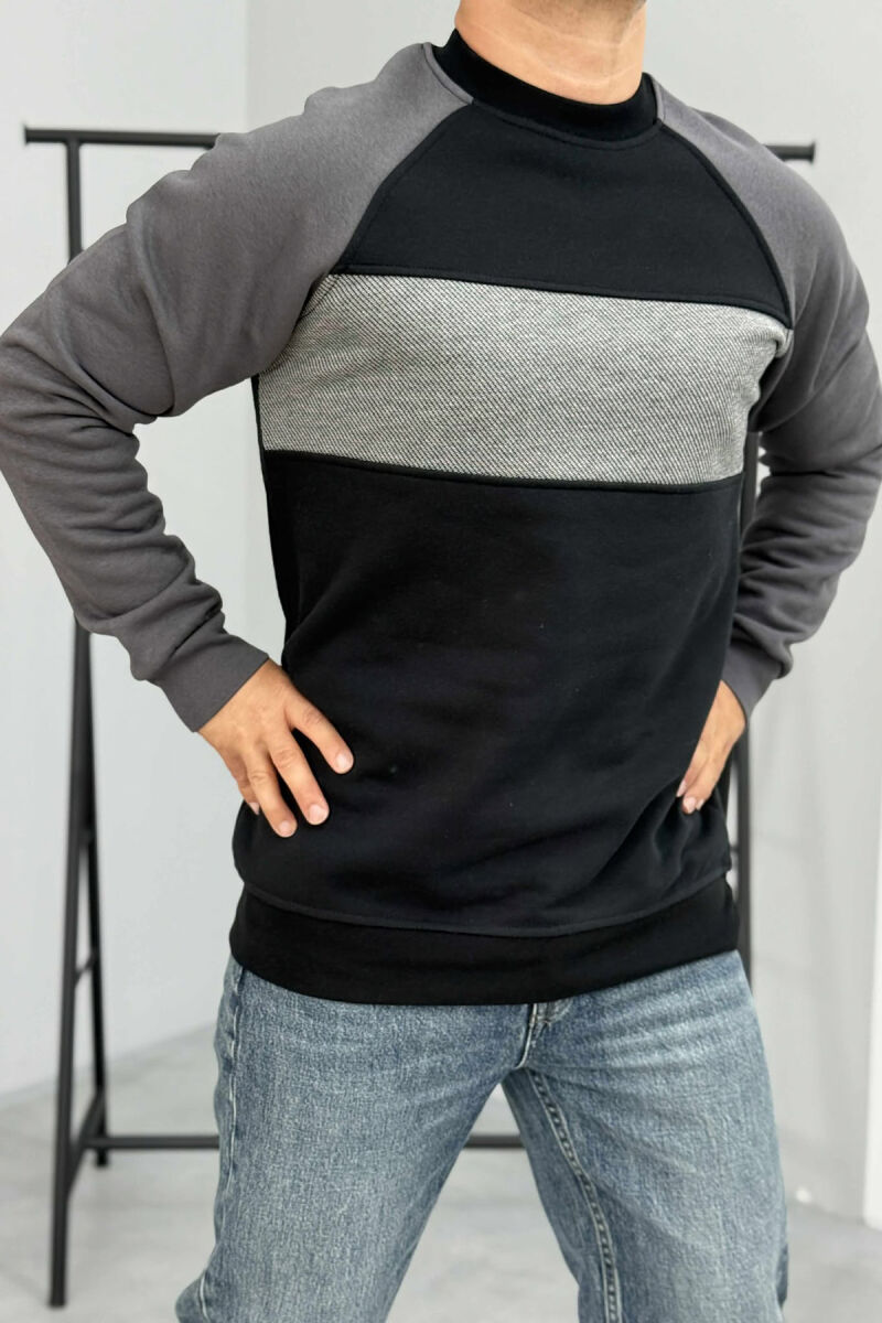FLUFFY ROUND NECK MEN SWEATSHIRT BLACK/ E ZEZE - 5