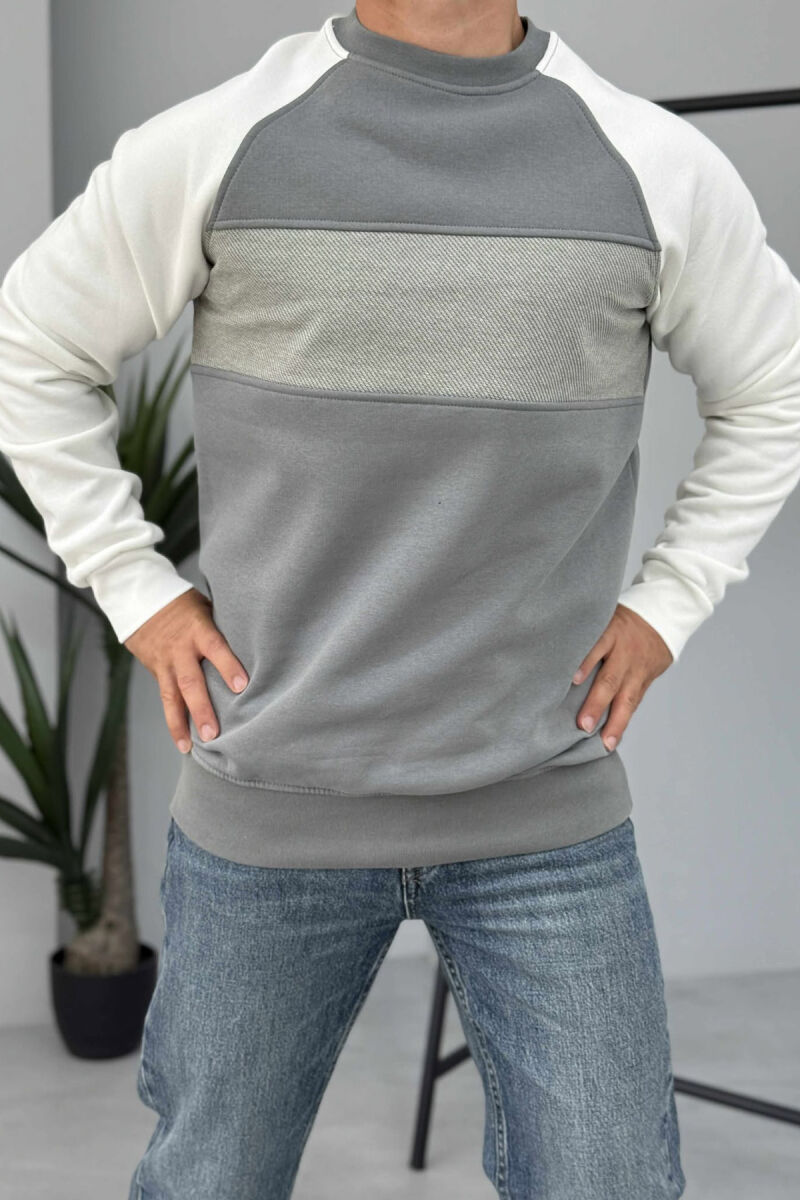 FLUFFY ROUND NECK MEN SWEATSHIRT GREY/GRI - 5