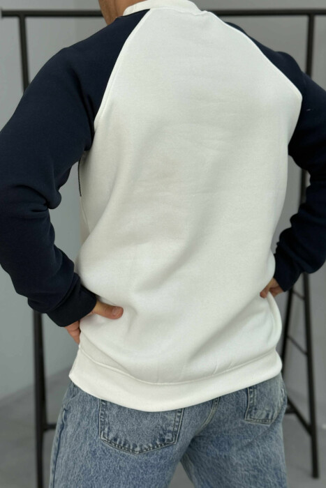 FLUFFY ROUND NECK MEN SWEATSHIRT WHITE-E BARDHE - 3